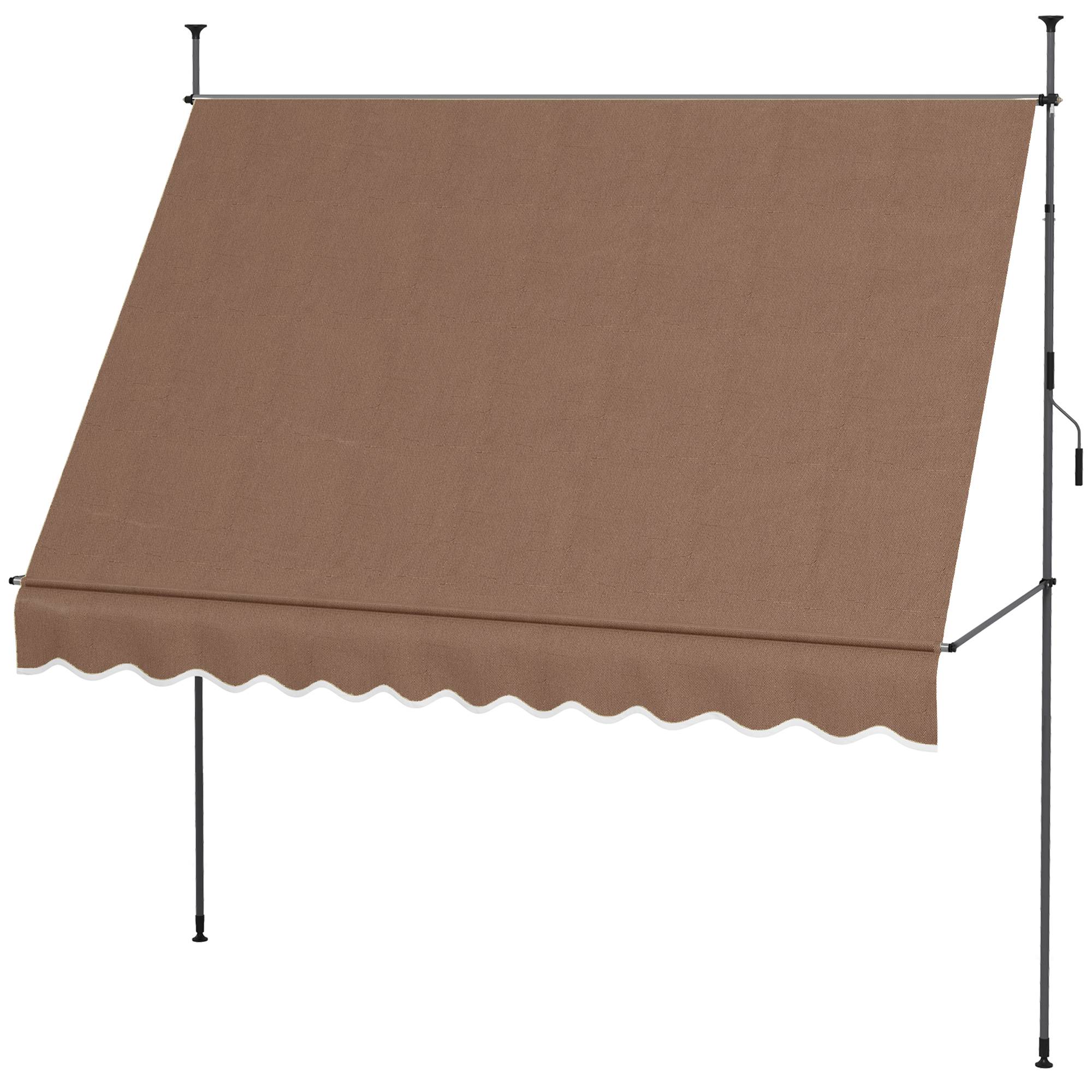 Store banne rétractable manuel à manivelle 300 x 120 x 210-300 cm, hauteur réglable, imperméable et anti-UV, couleur café - Image 2