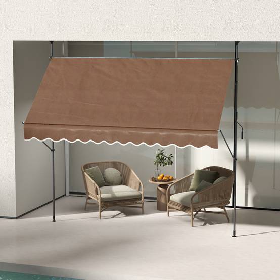Store banne rétractable manuel à manivelle 300 x 120 x 210-300 cm, hauteur réglable, imperméable et anti-UV, couleur café - Image 4