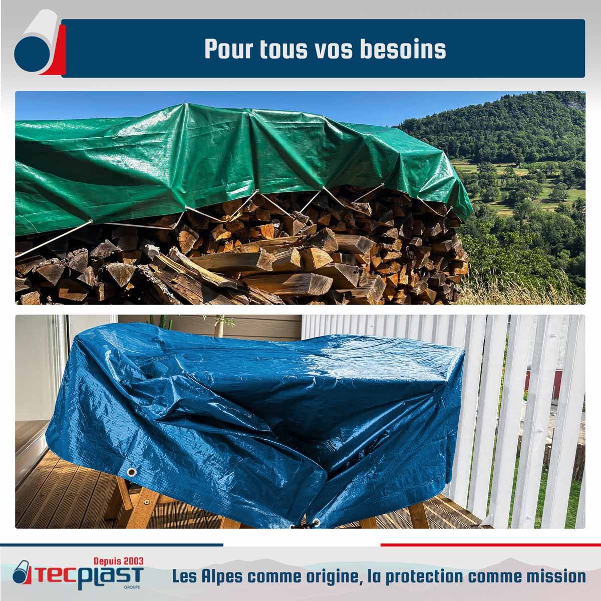 Pack 2 Bâches de Protection - Tailles Intermédiaires - 5x8m (x1) HQ250MU + 6x10m (x1) SR150MU - PD2MU TECPLAST - Image 2