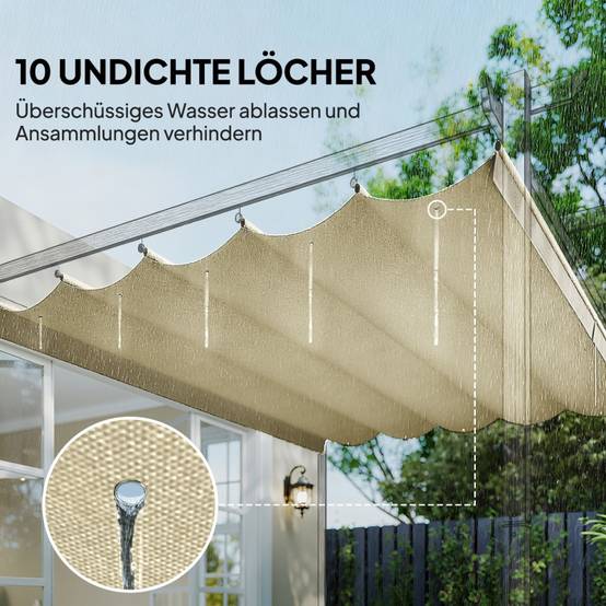 Toile de rechange pergola Polyester Jardin Anti-UV et drainage 2,5x2,55m Blanc crème - ComfortXL Outdoor Living - Image 6