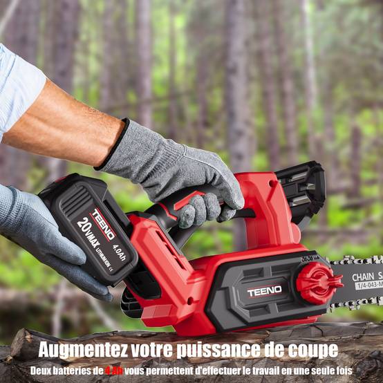 Tronçonneuse électrique sans fil à moteur brushless de 12 pouces et 1200 W, 2 batteries de 4,0 Ah - Image 3