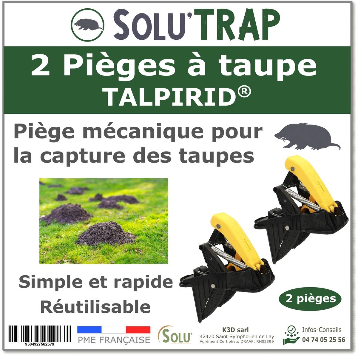 SOLU'TRAP 2 Pièges à Taupes Mécanique – Capture Ciblée dans les Galeries Actives – Sans Produit Chimique – Pour Pelouse, Jardin et Espaces Verts - Image 1