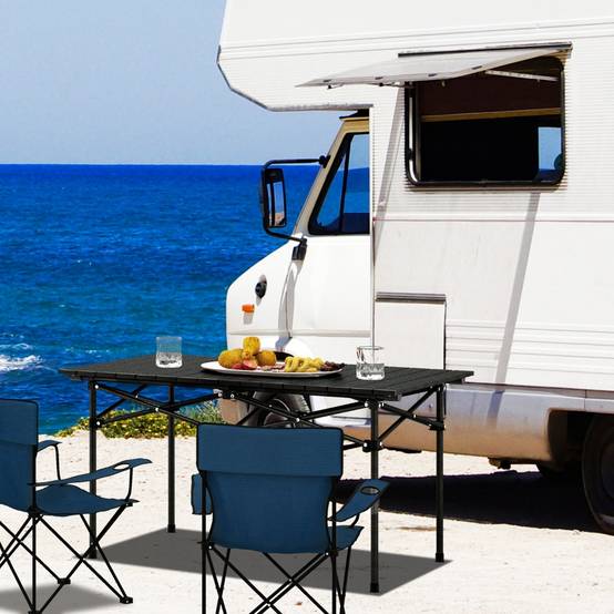 Table de camping pliable en aluminium aspect bois avec sac de transport pratique table Table de camping pliable en aluminium aspect bois avec sac de transport pratique table