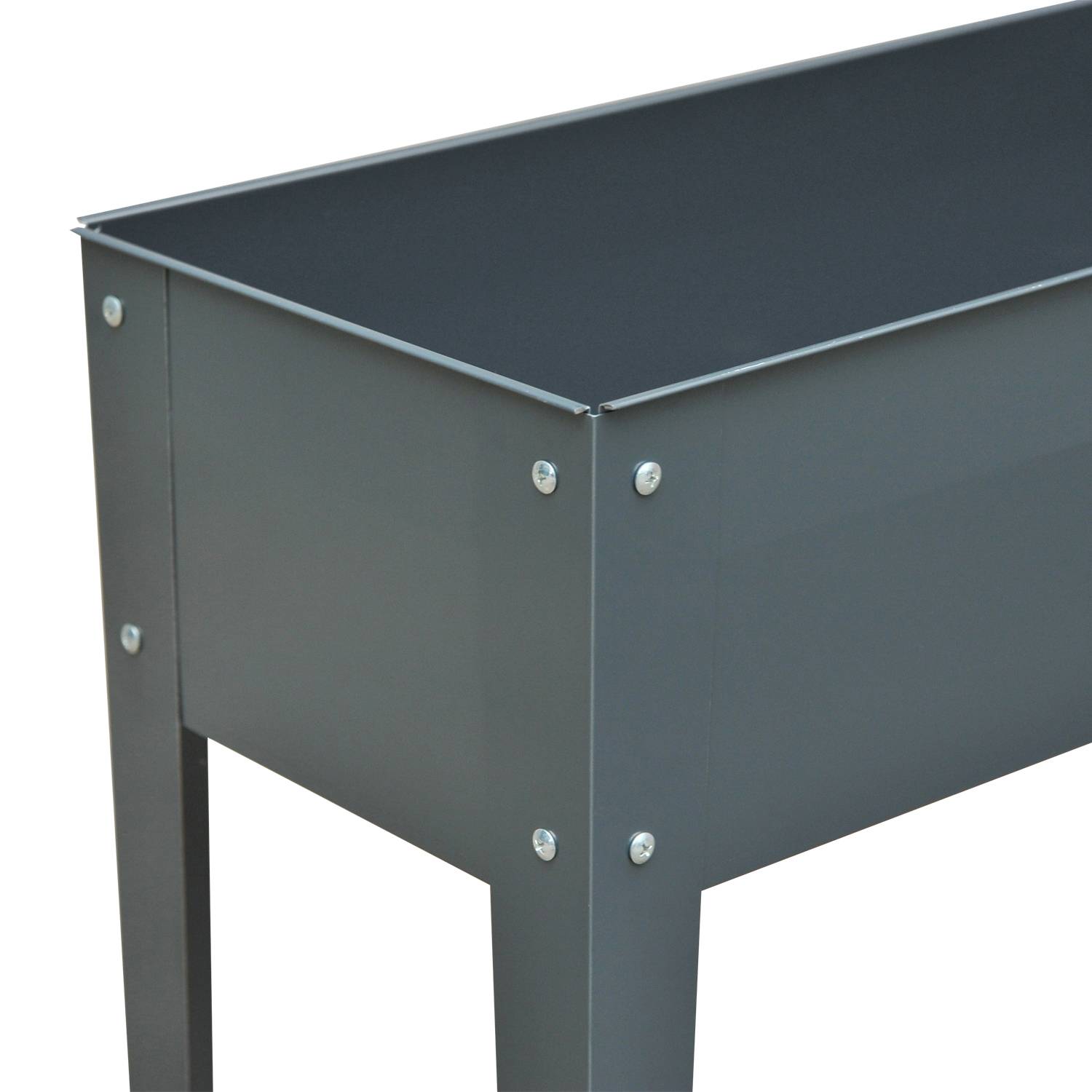 Jardinière surélevée, bac à plantes, 3 drainage, pieds, métal, 100x30x80 cm - Image 6