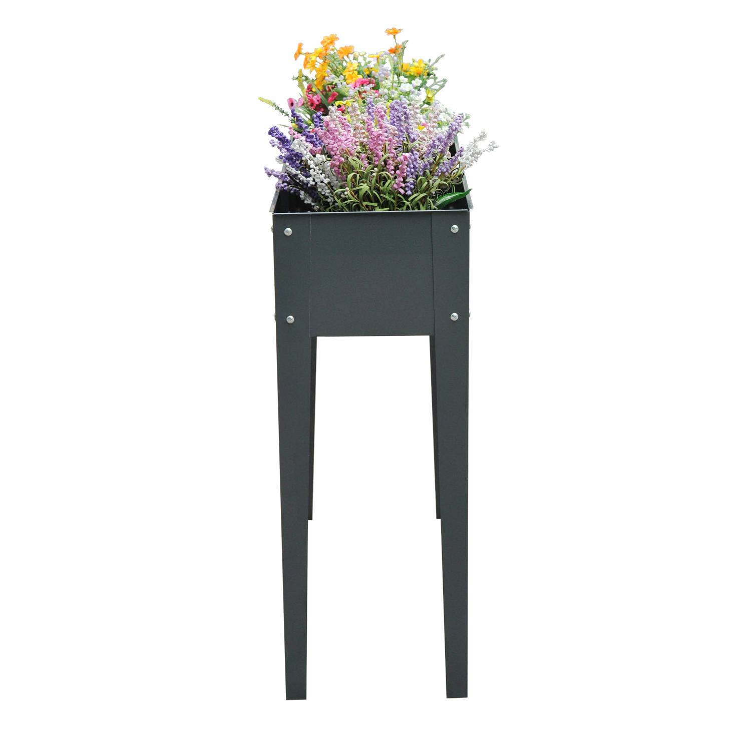 Jardinière surélevée, bac à plantes, 3 drainage, pieds, métal, 100x30x80 cm - Image 8