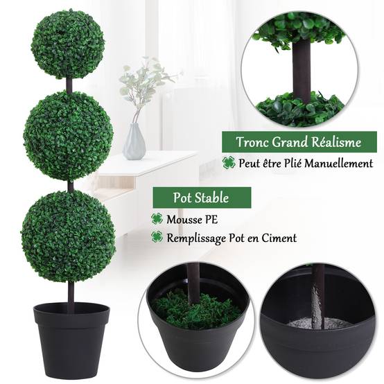 Buis artificiel topiaire plastique aménagement intérieur extérieur 112cm vert - ComfortXL Outdoor Living - Image 7