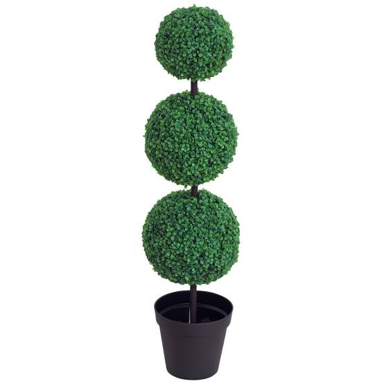Buis artificiel topiaire plastique aménagement intérieur extérieur 112cm vert - ComfortXL Outdoor Living - Image 1