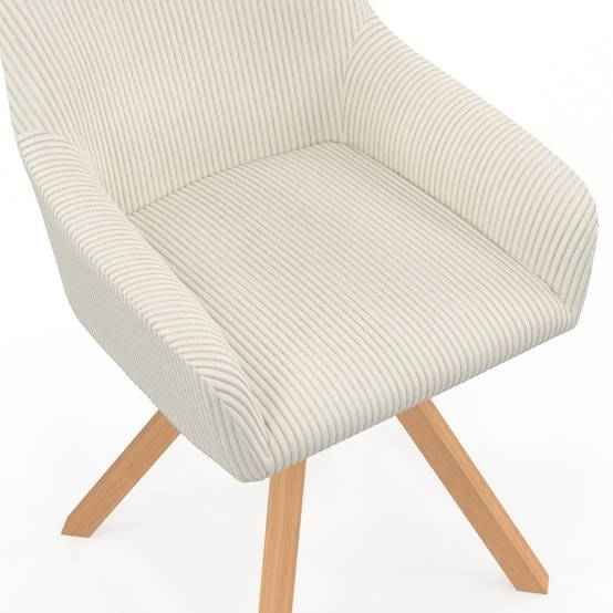 Lot de 2 chaises pivotantes de salle à manger, fauteuils de table JANY en velours côtelé beige - Image 6