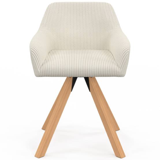 Lot de 2 chaises pivotantes de salle à manger, fauteuils de table JANY en velours côtelé beige - Image 3