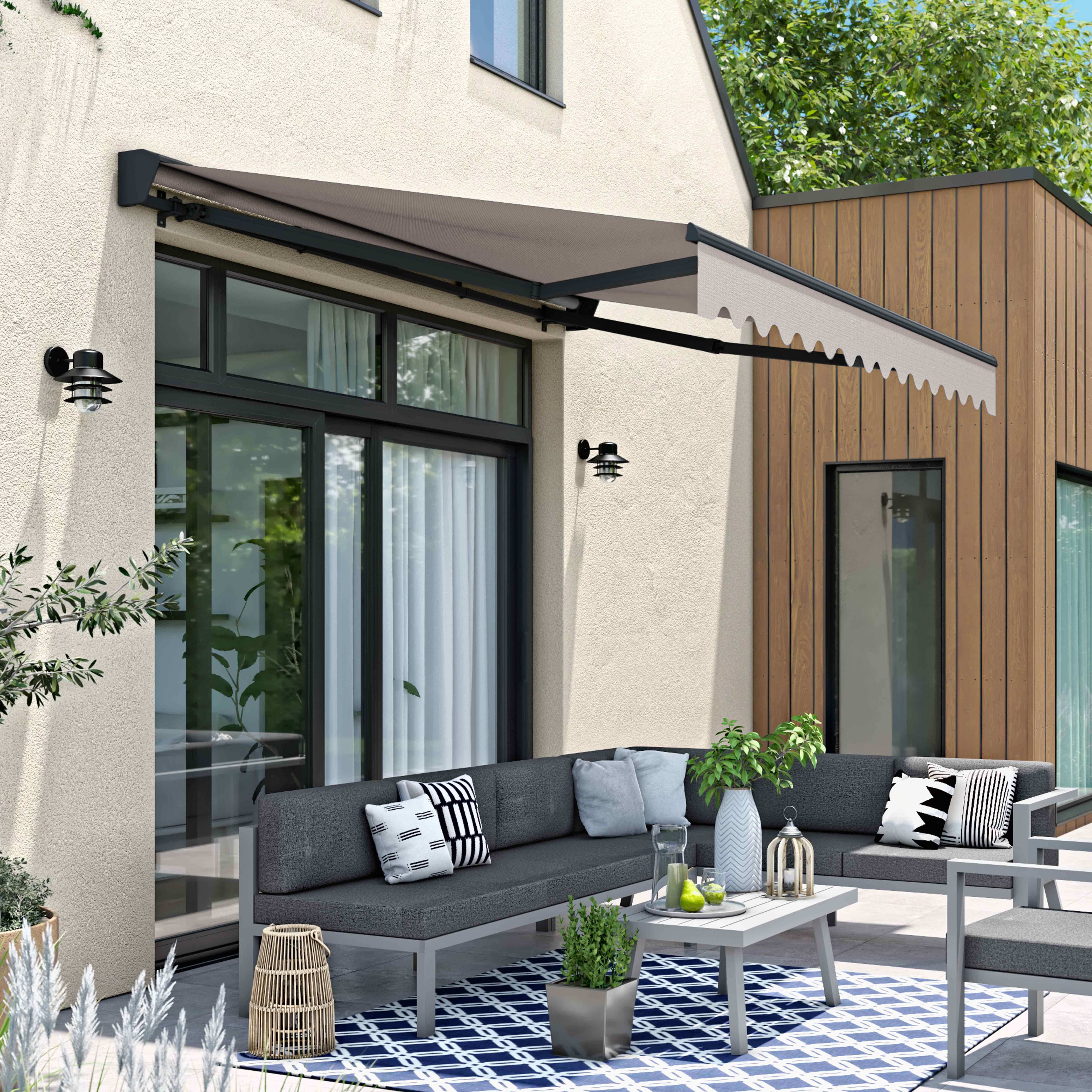 Oviala - Store banne semi-intégral 3x2,5m en aluminium taupe Paimpol - Oviala - Image 2