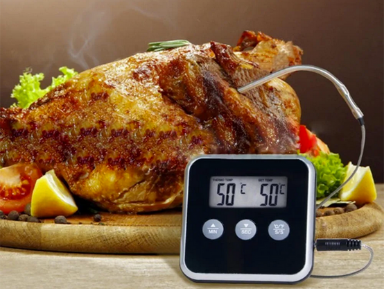 Thermomètre digital avec thermosonde pour rôtir la viande fumoir minuterie alarme lcd - Image 4
