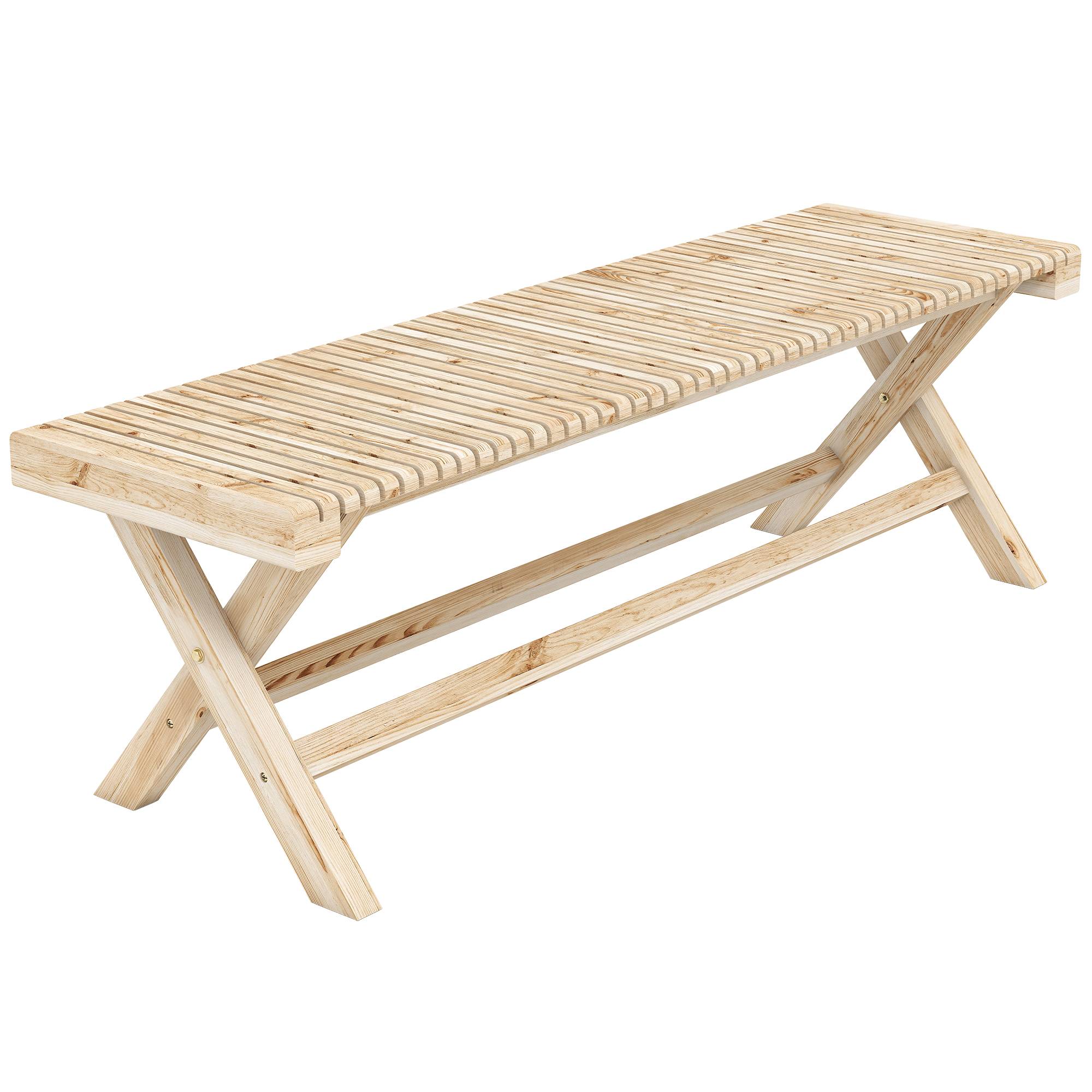 Banc bois massif assise à lattes pour jardin extérieur 140 x 40 x 43 cm