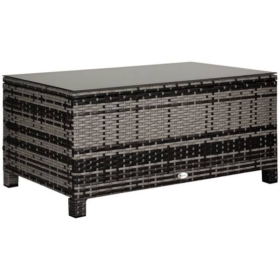PANGIVO - Table basse de jardin résine tressée gris 85 x 50 x 39 cm - PANGIVO - Image 1
