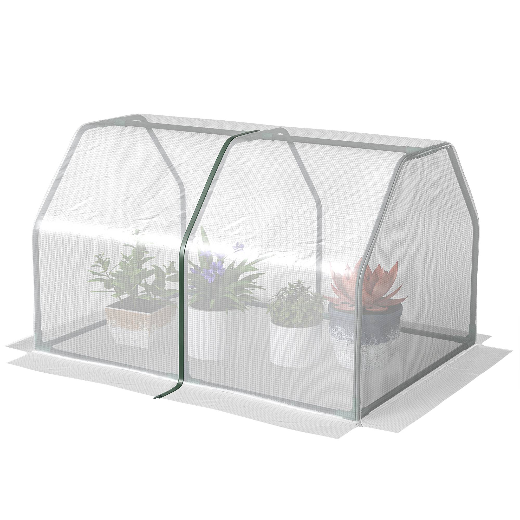 Sans Marque - Mini serre de jardin et de balcon en plastique PE et acier avec fermeture éclair, 99 x 71 x 60 cm - Image 2