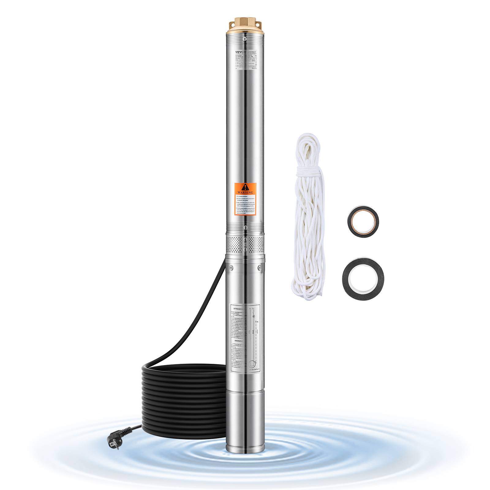 VEVOR Pompe immergée à eau pour puits profond acier inox 750 W 100 L/min 75 m - Image 1
