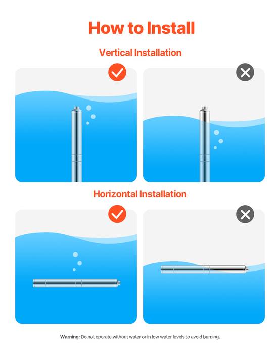 VEVOR Pompe immergée à eau pour puits profond acier inox 750 W 100 L/min 75 m - Image 6
