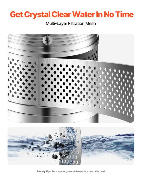 VEVOR Pompe immergée à eau pour puits profond acier inox 750 W 100 L/min 75 m - Image 5