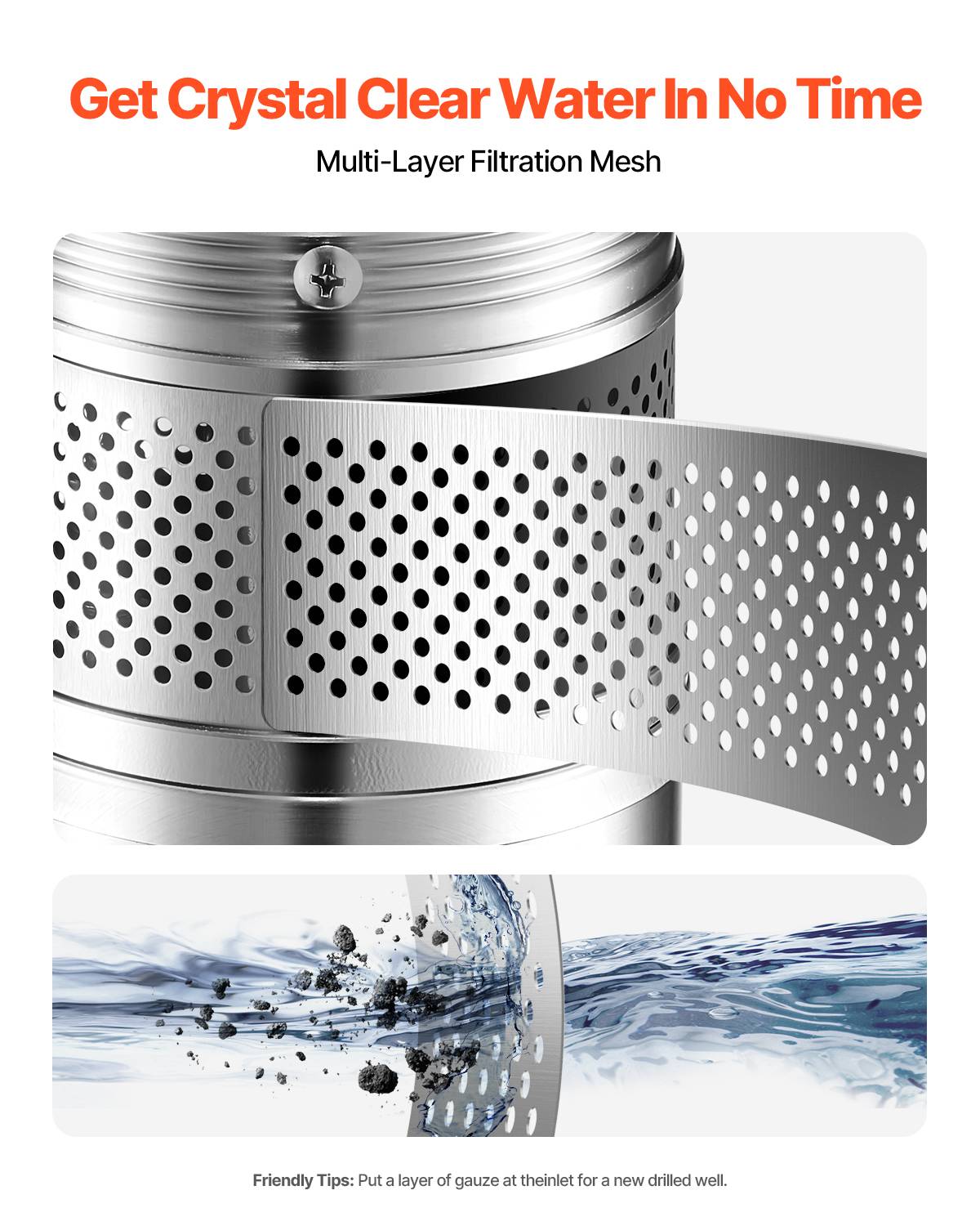 VEVOR Pompe immergée à eau pour puits profond acier inox 750 W 100 L/min 75 m - Image 5