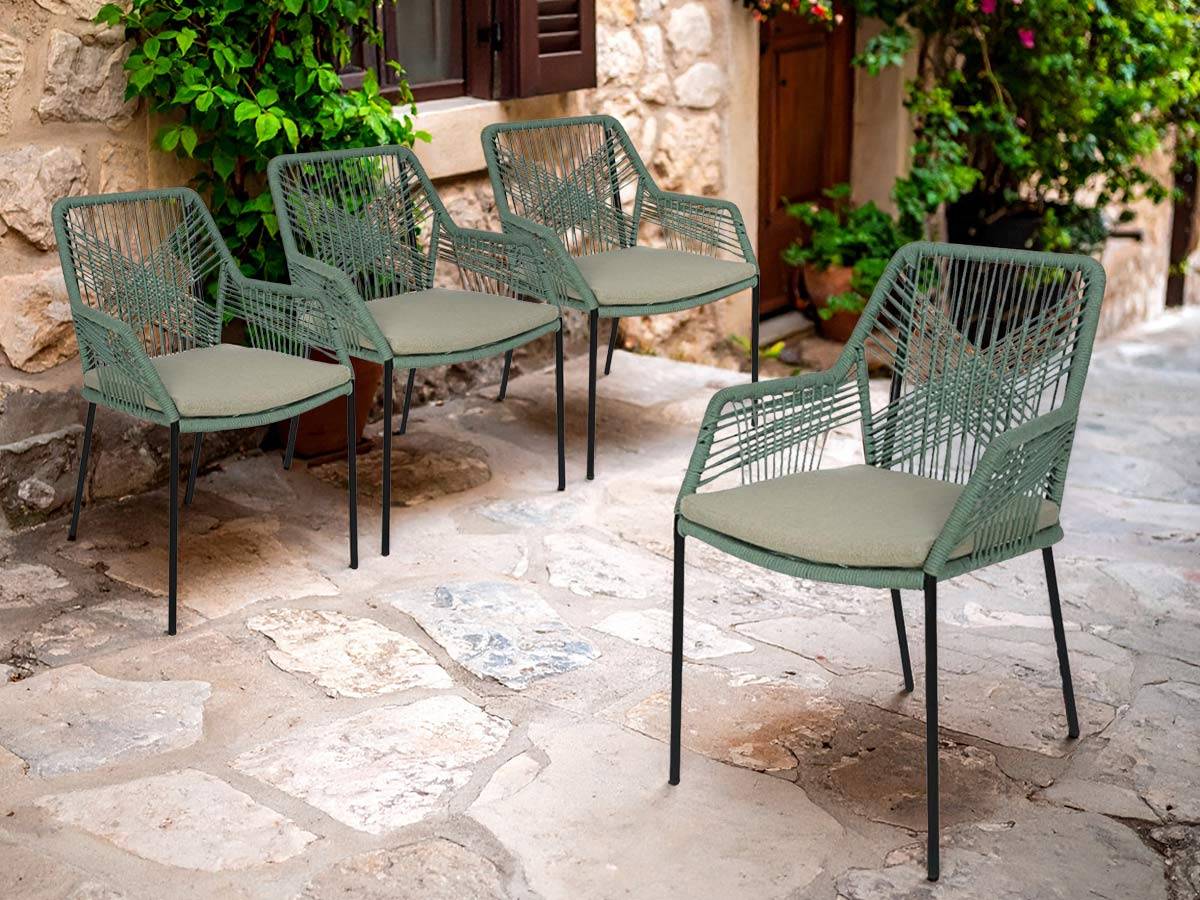 Jardideco - Lot de 4 chaises de jardin Séville vert menthe - Jardideco - Image 2