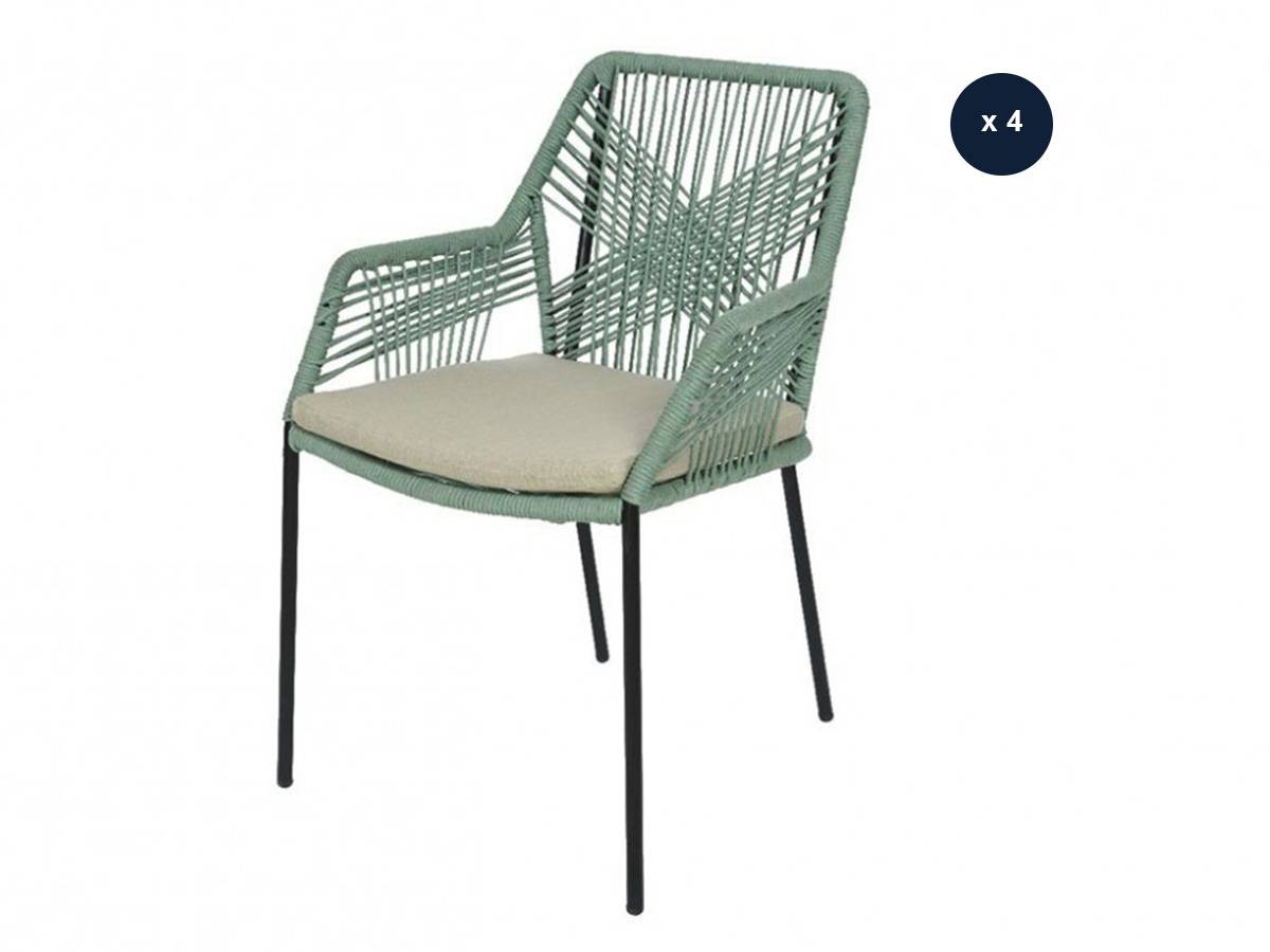 Jardideco - Lot de 4 chaises de jardin Séville vert menthe - Jardideco - Image 1