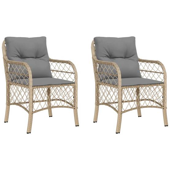 Vidaxl - Chaises de jardin avec coussins lot de 2 mélange beige rotin vidaXL 365157 - Image 2