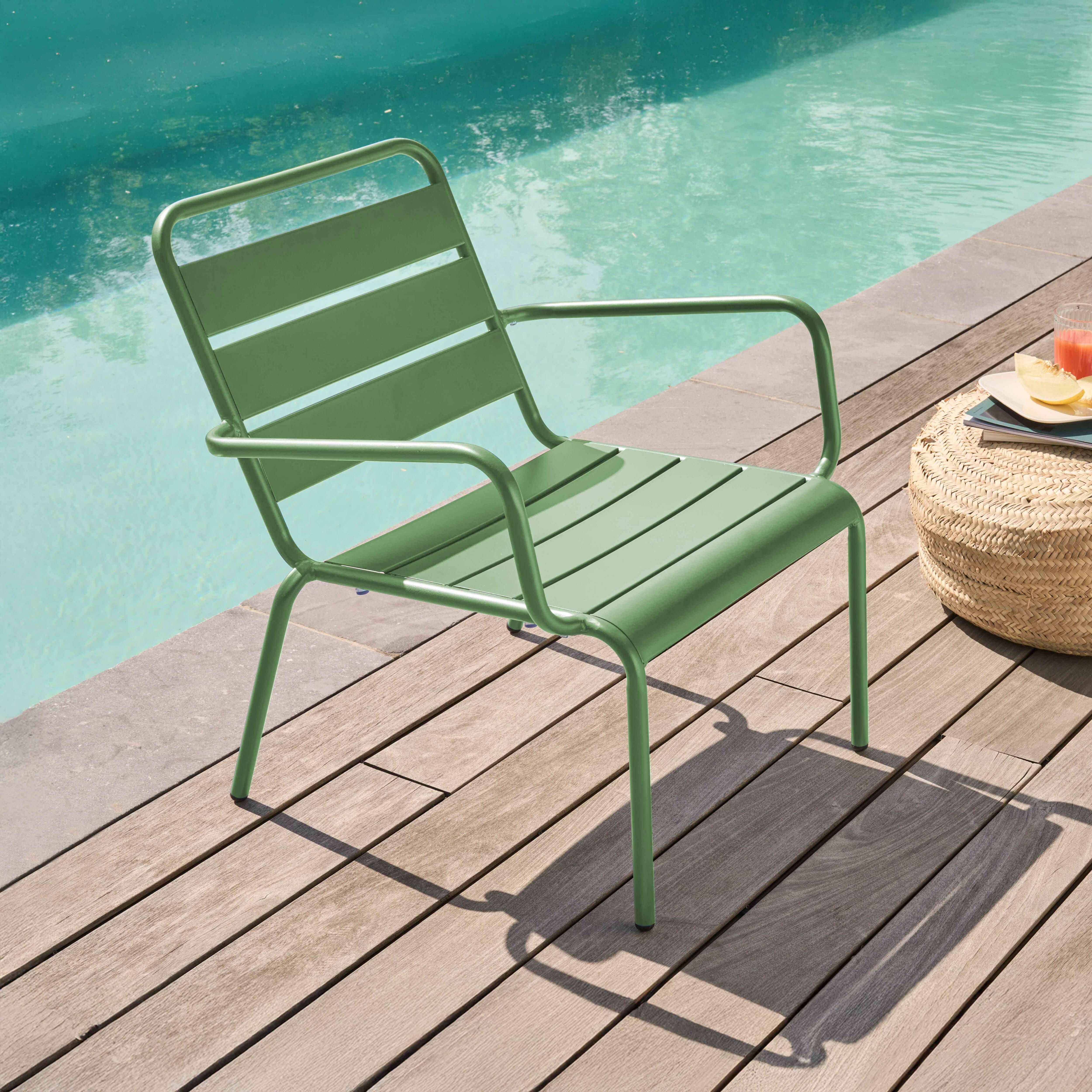 Oviala - Fauteuil de jardin bas relax acier vert cactus Palavas - Oviala - Image 2