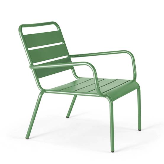 Oviala - Fauteuil de jardin bas relax acier vert cactus Palavas - Oviala - Image 1