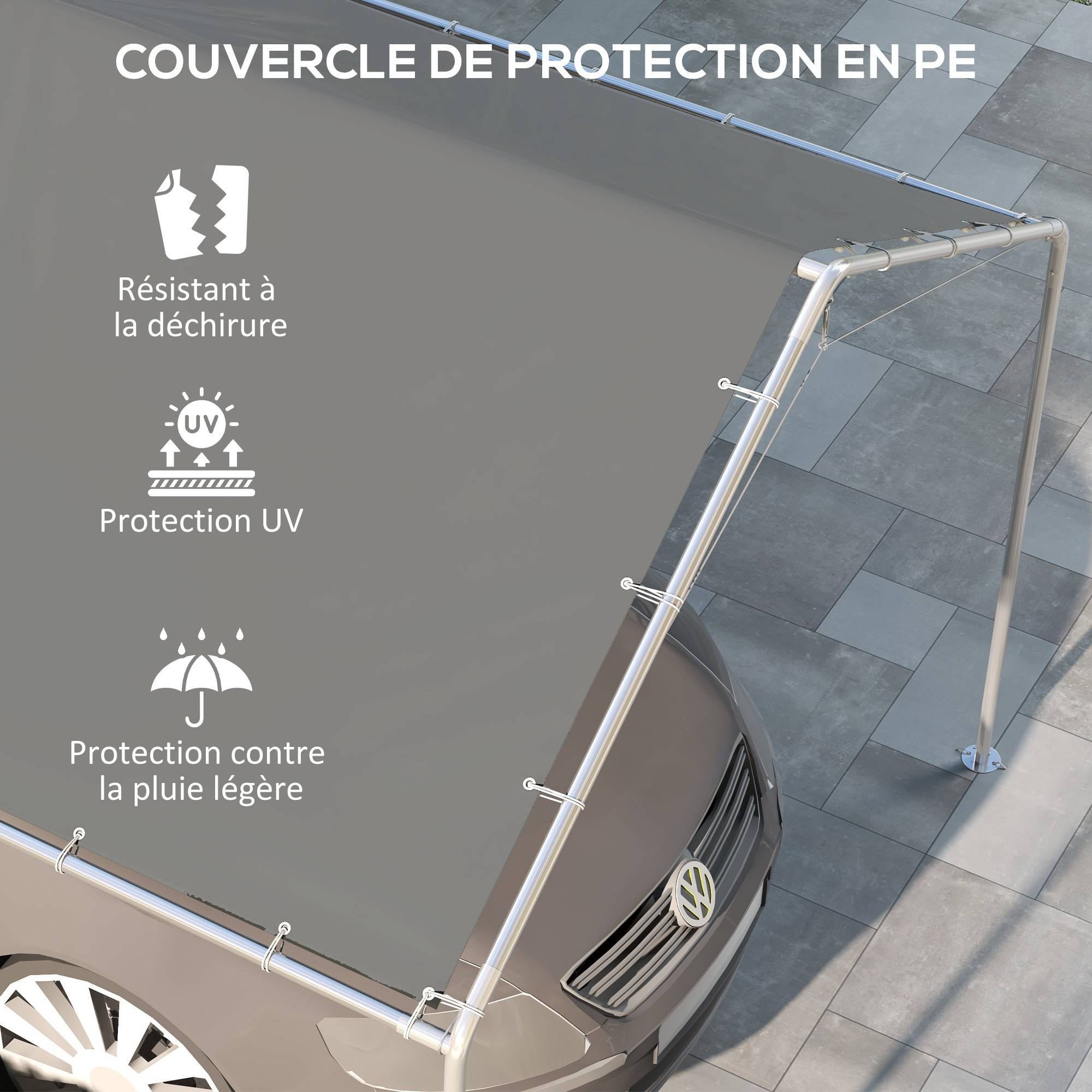 Outsunny Tente Garage carport 6 x 3 m Acier galvanisé Robuste PE Haute densité 180 g/m² imperméable Anti-UV - Vert