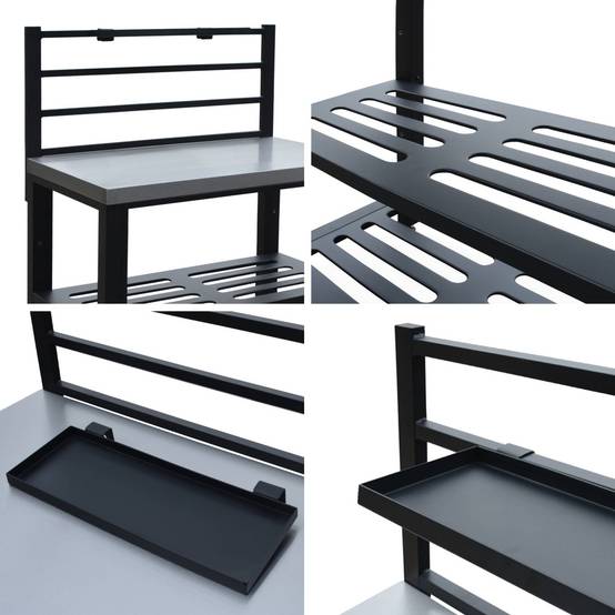 sweeek - Cuisine extérieure en acier L80cm avec 2 étagères de rangement | sweeek - Image 6