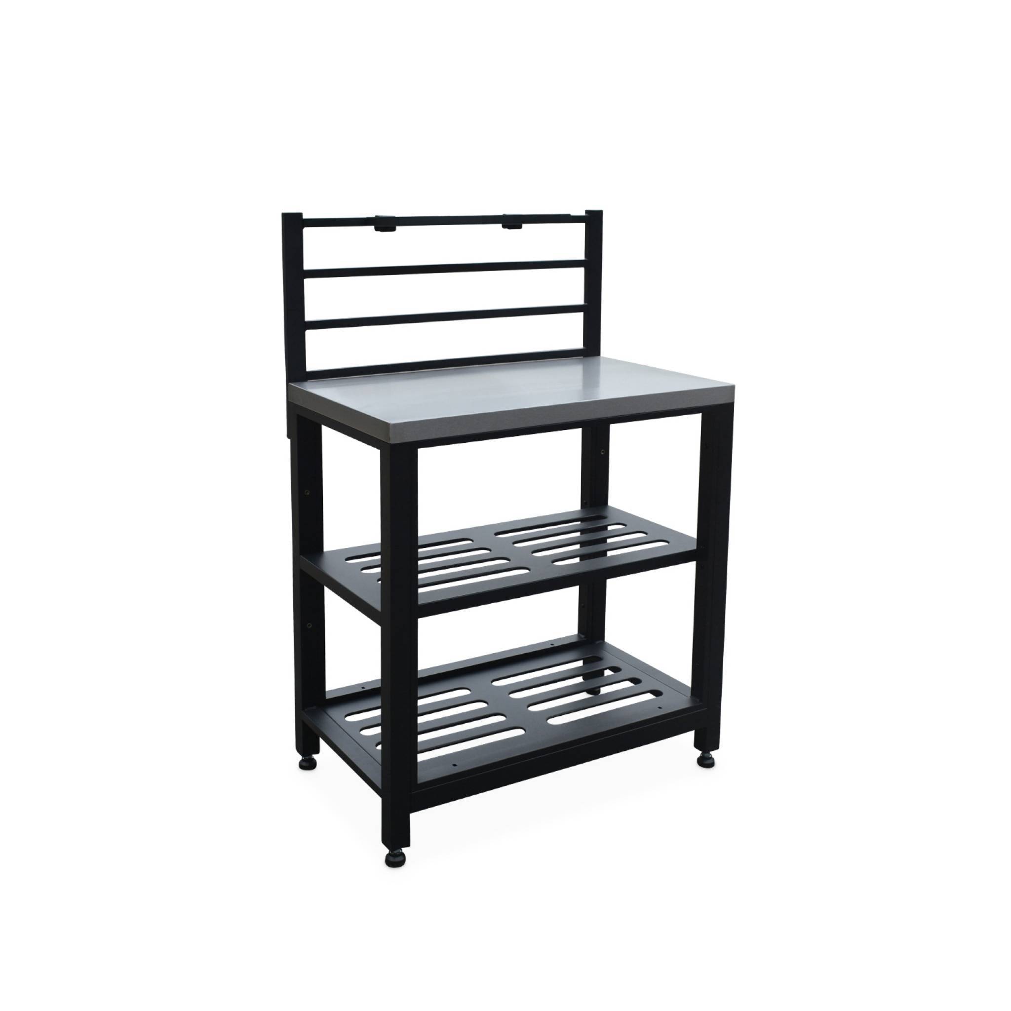 sweeek - Cuisine extérieure en acier L80cm avec 2 étagères de rangement | sweeek - Image 2