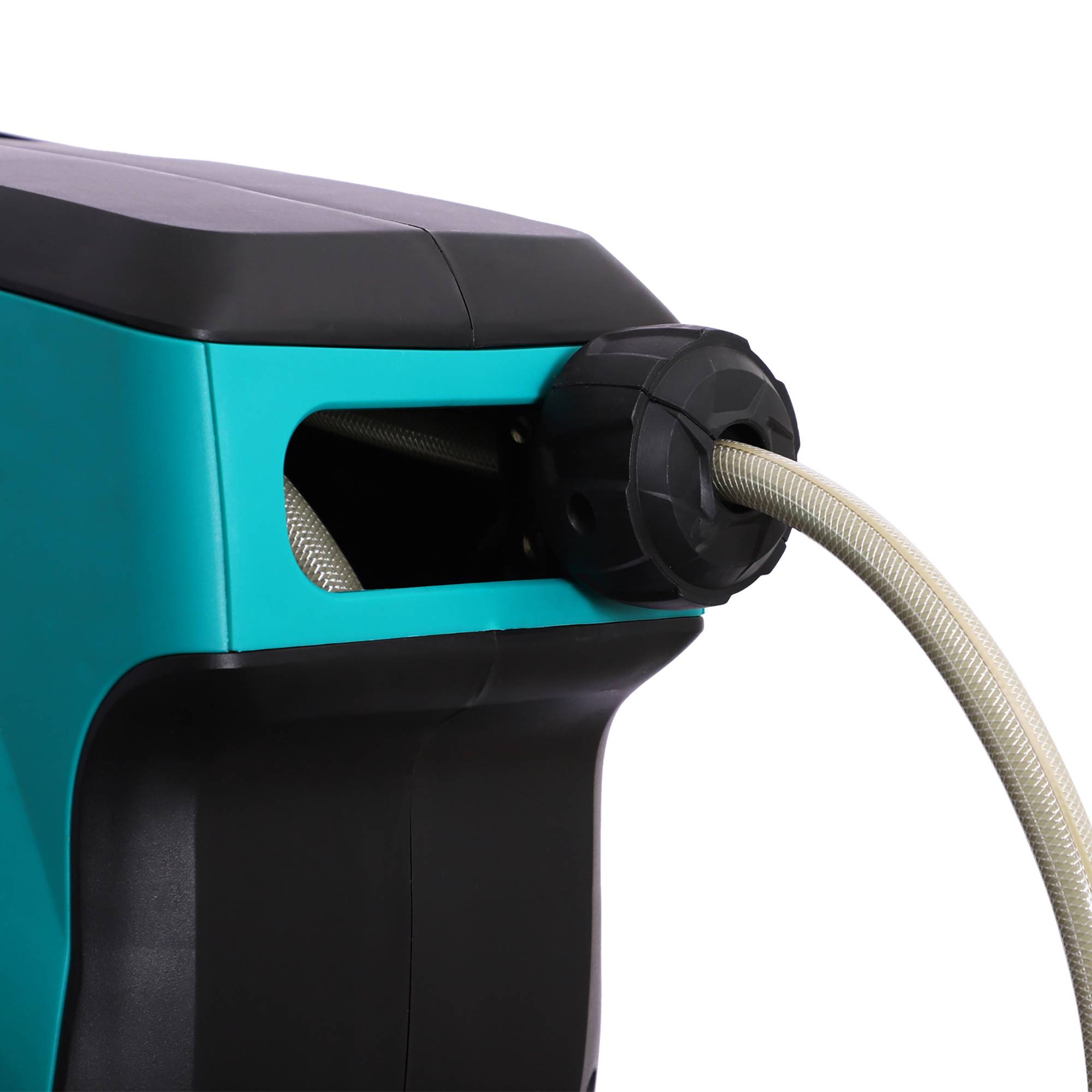 Durhand - Dévidoir mural enrouleur automatique pivotant 180° tuyau 15 + 1,5 m avec lance arrosage support mural intégré turquoise noir - DURHAND - Image 8