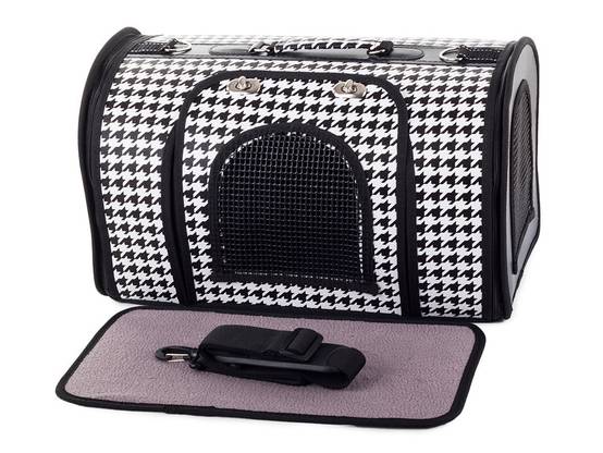 Sac de transport pour chien et chat 49cm blanc et noir - Image 1