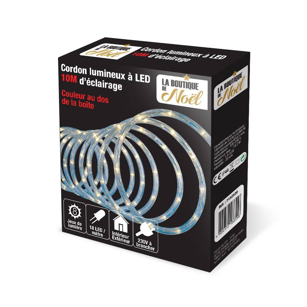 Cordon lumineux électrique 10 mètres Blanc Chaud