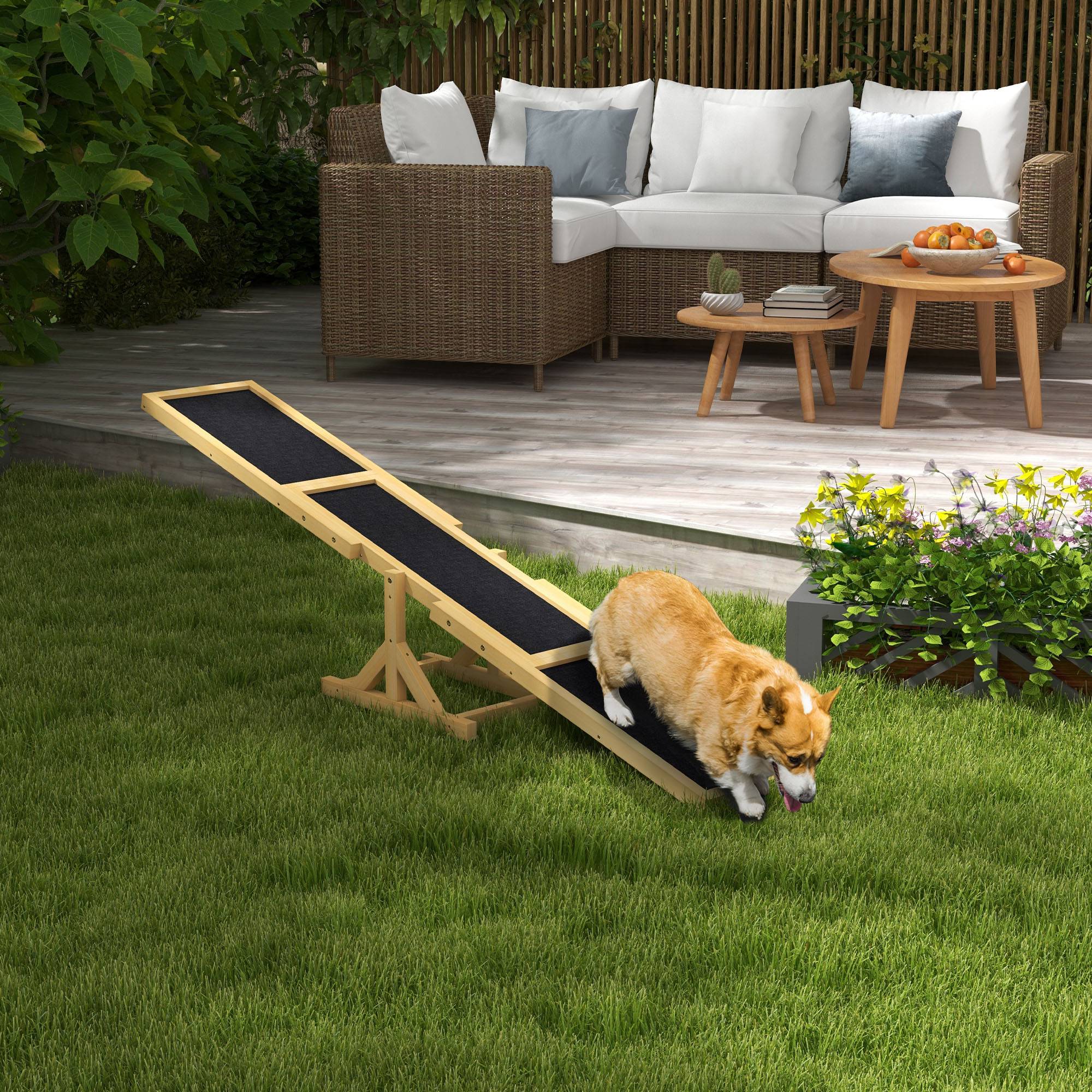 ComfortXL - Bascule d’agilité pour chien en pin 180 x 30 x 30 cm antidérapante entraînement extérieur - ComfortXL Outdoor Living - Image 3