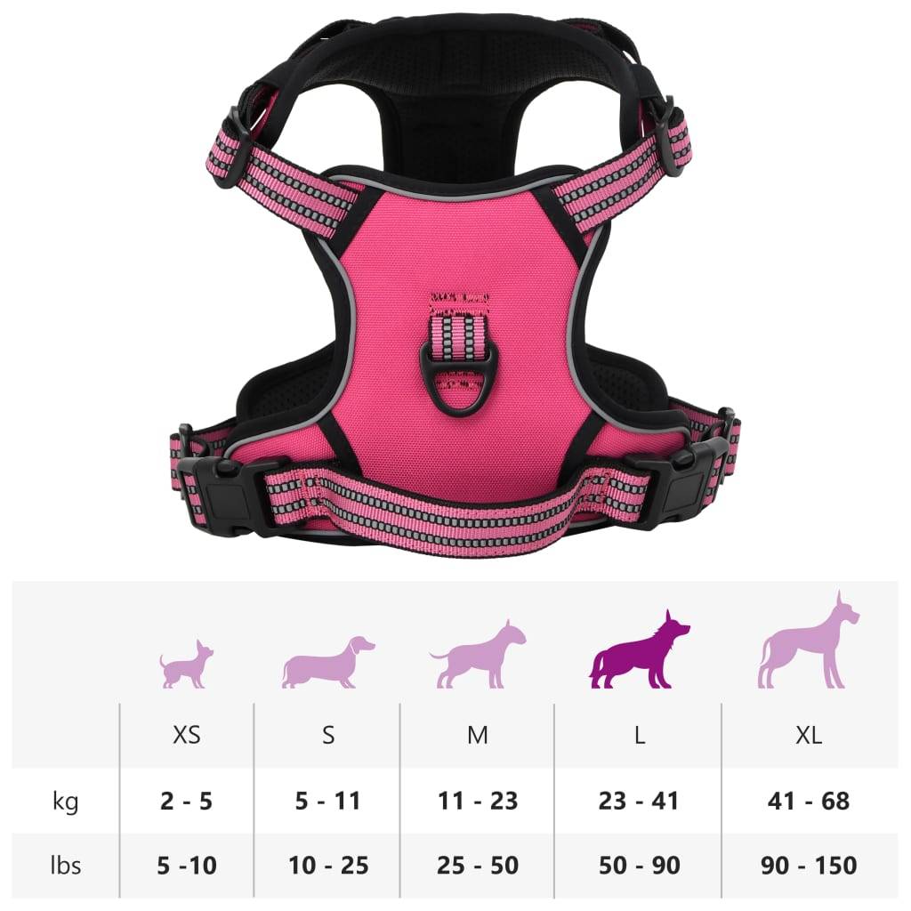 ComfortXL - Harnais chien anti-traction polyester réglable réfléchissant pour promenade Rose L – ComfortXL Pet Living - Image 10