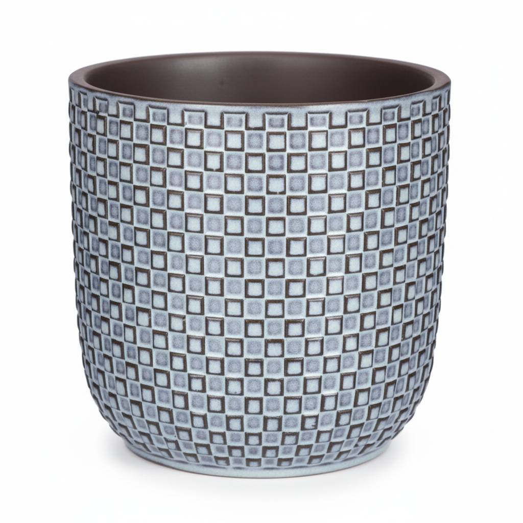 Pot de fleurs en relief bleu - D.7cm - Image 1