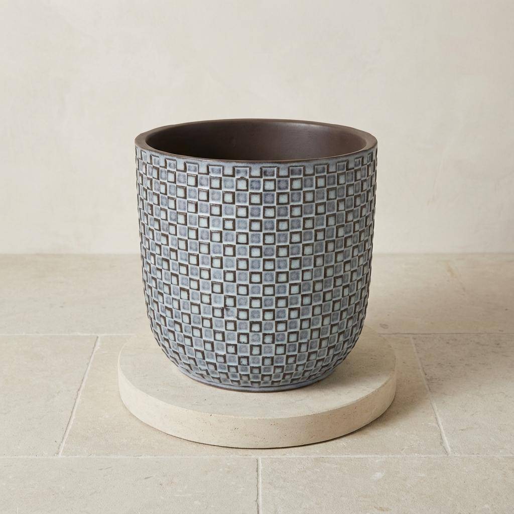 Pot de fleurs en relief bleu - D.7cm - Image 2