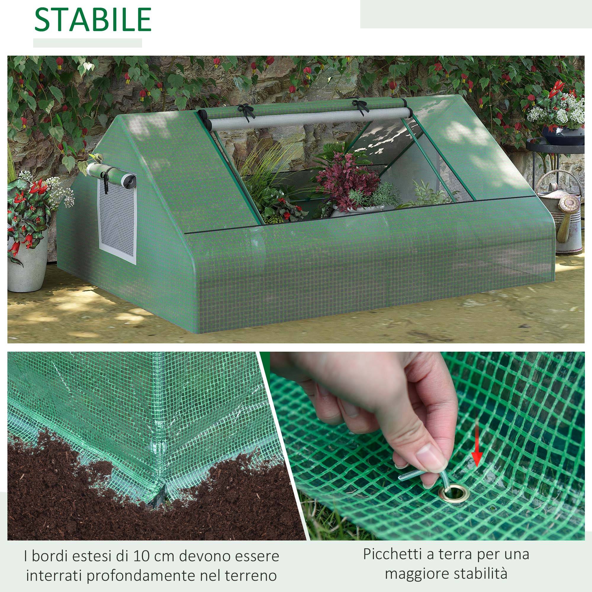 Sans Marque - Serre de jardin acier PE 180x140x80 cm serre compacte fenêtres enroulables culture légumes fleurs serre potagère verte jardin extérieur - Image 7