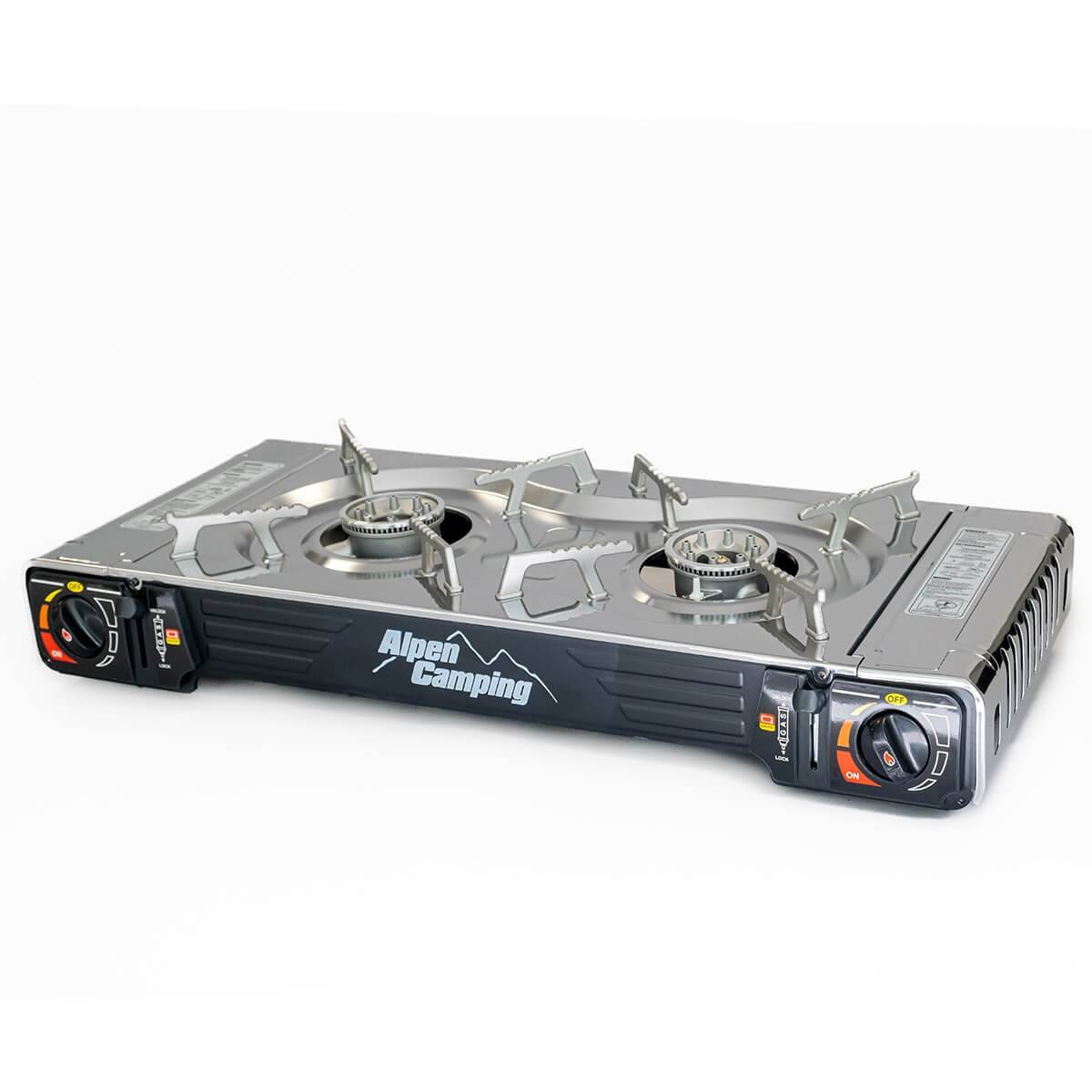 Réchaud gaz 2 feux 4400W Inox Portable TEXAS ALPEN - Image 1