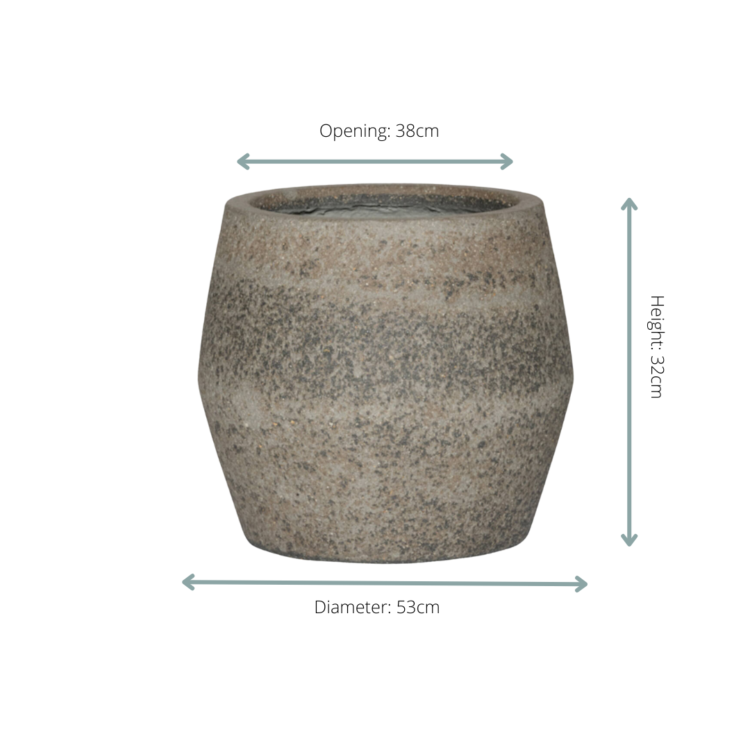 Pot de fleurs diorite gris - taille L - D.53cm x H.32cm - Image 2