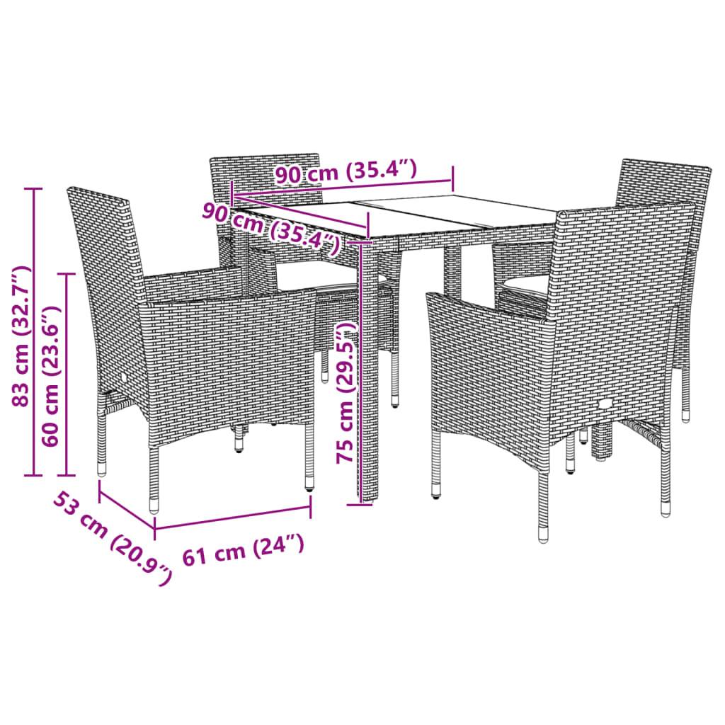 Vidaxl - Ensemble à manger de jardin et coussins 5 pcs-Salons de jardin noir rotin verre 165995 - Image 7
