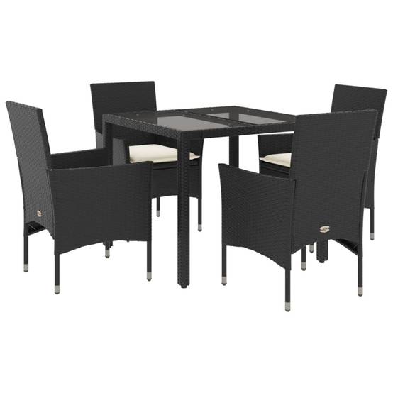 Vidaxl - Ensemble à manger de jardin et coussins 5 pcs-Salons de jardin noir rotin verre 165995 - Image 2