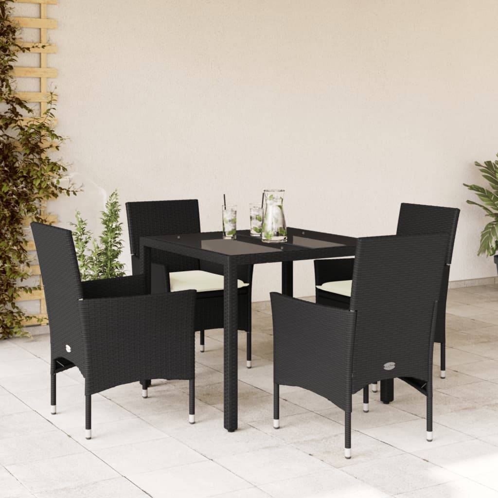 Vidaxl - Ensemble à manger de jardin et coussins 5 pcs-Salons de jardin noir rotin verre 165995 - Image 1