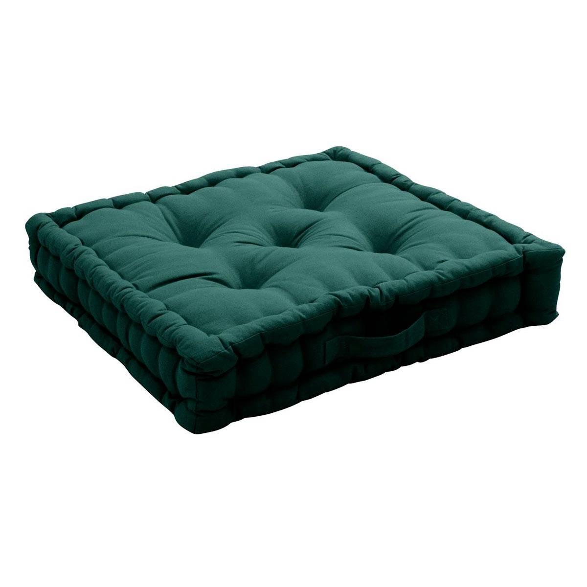 Enjoy Home - Coussin de Sol Uni "Panama" 50x50cm Vert Foncé - Image 1
