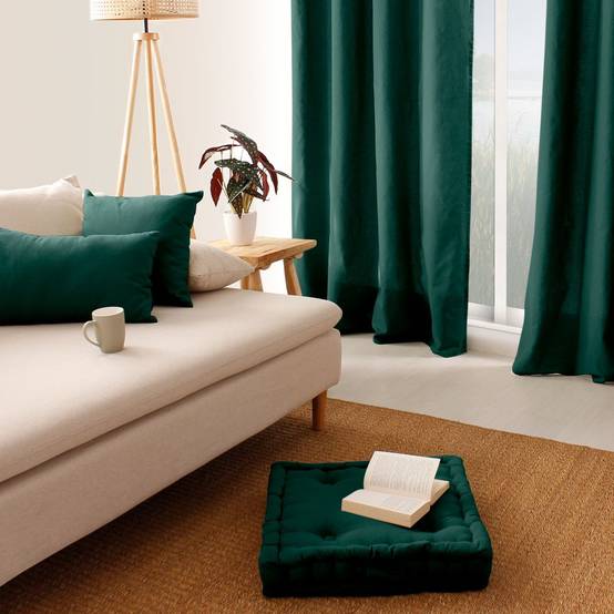 Enjoy Home - Coussin de Sol Uni "Panama" 50x50cm Vert Foncé - Image 3