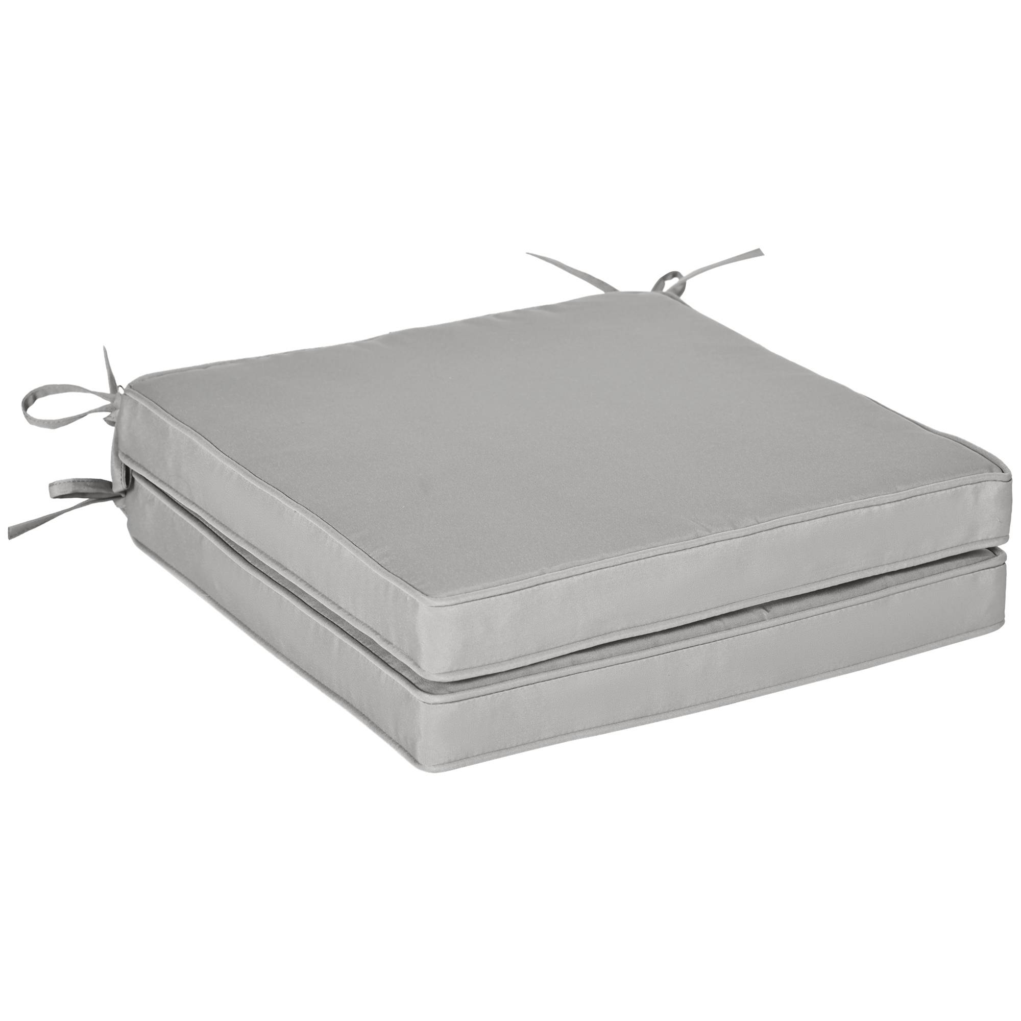 Lot de 2 Coussins de Chaise Fauteuil de Jardin Coussins d'assise déhoussables Rembourrage 5 cm Polyester Gris clair - Image 10