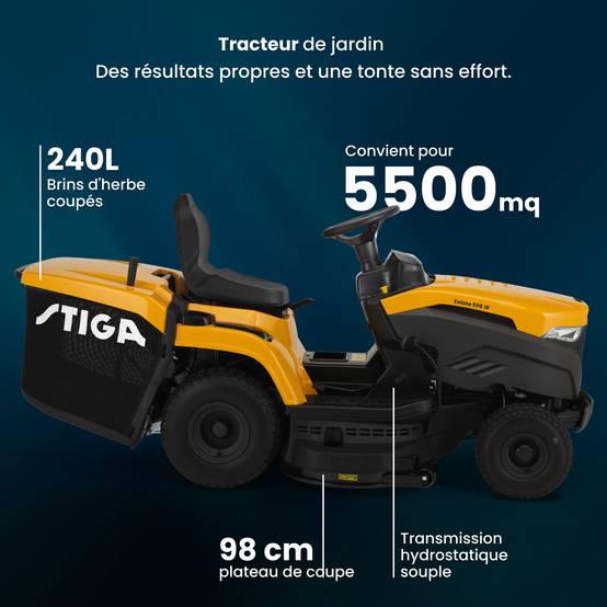 Stiga - Tracteur Estate 598 Twin, moteur 586cc, plateau 98cm, collecteur 240L - STIGA - Image 2