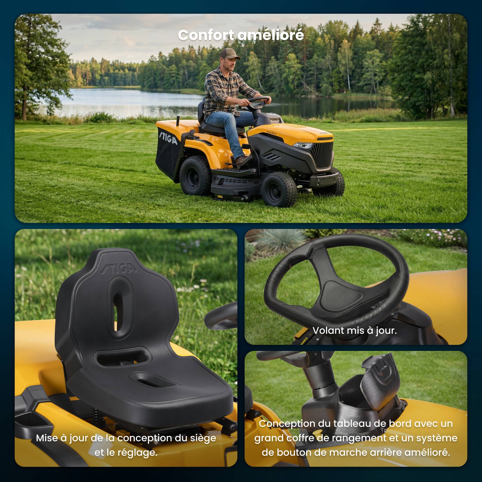 Stiga - Tracteur Estate 598 Twin, moteur 586cc, plateau 98cm, collecteur 240L - STIGA - Image 6