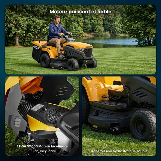 Stiga - Tracteur Estate 598 Twin, moteur 586cc, plateau 98cm, collecteur 240L - STIGA - Image 4