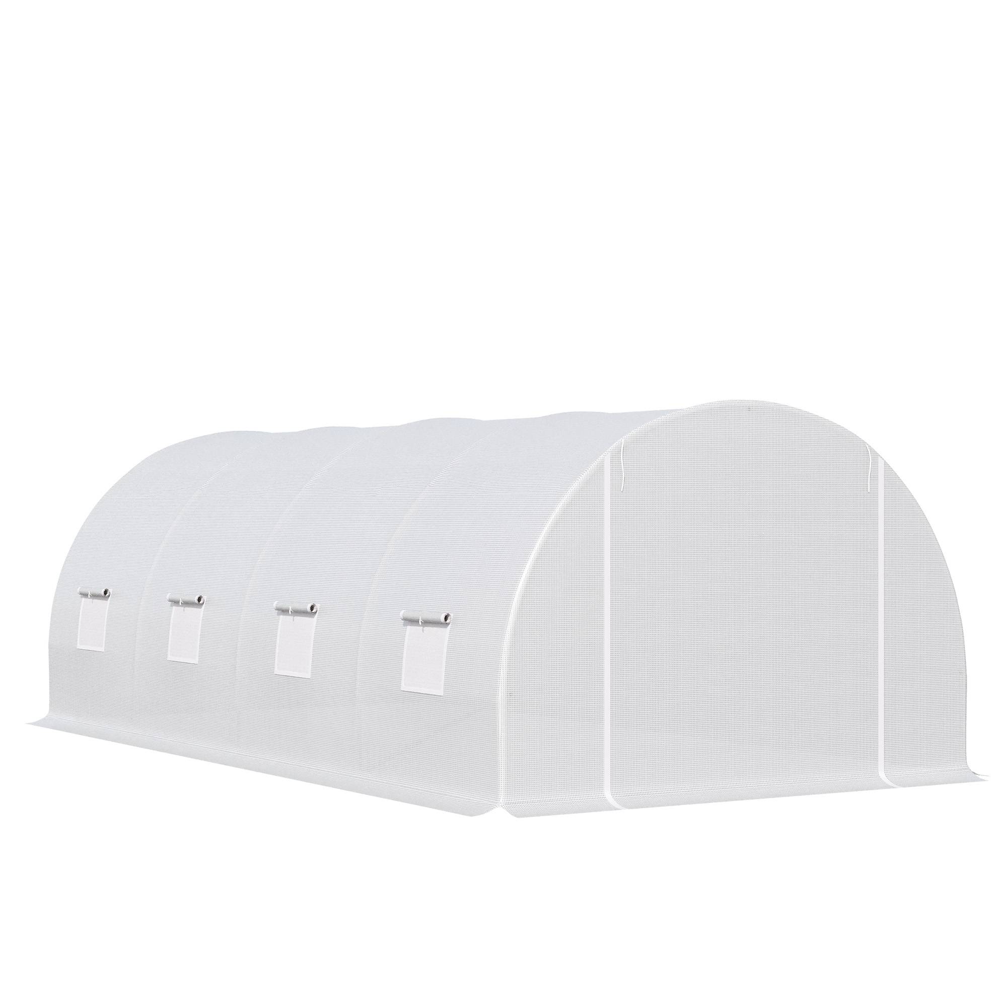 Serre tunnel 18 m² 6x3x2 m acier renforcé 24 mm, 8 fenêtres blanche, grande culture extérieure - Image 2